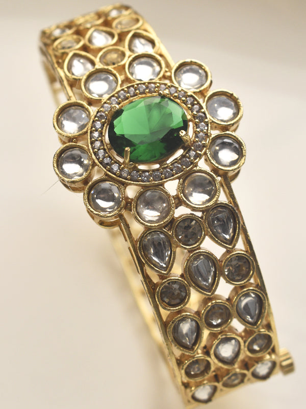 Beautiful green stone bracelet | multiple kundan bracelet