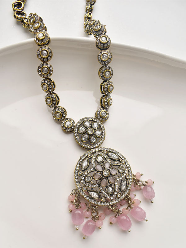 Beautiful kundan necklace set | ornate necklace with pink beads  