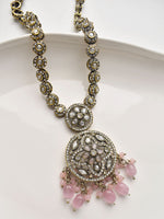 Load image into Gallery viewer, Beautiful Kundan Necklace set | Ornate Necklace with Pink Beads  
