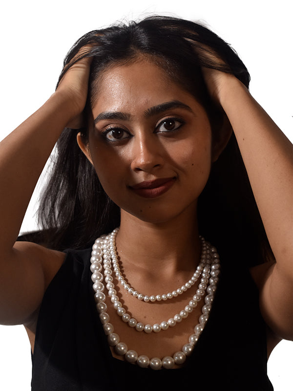 Three Line Mala | White Necklace