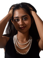 Load image into Gallery viewer, Three Line Mala | White Necklace
