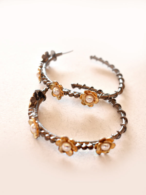 Black And Gold Hoop Earrings