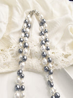 Load image into Gallery viewer, Black and White Beaded Two-Line Mala 
