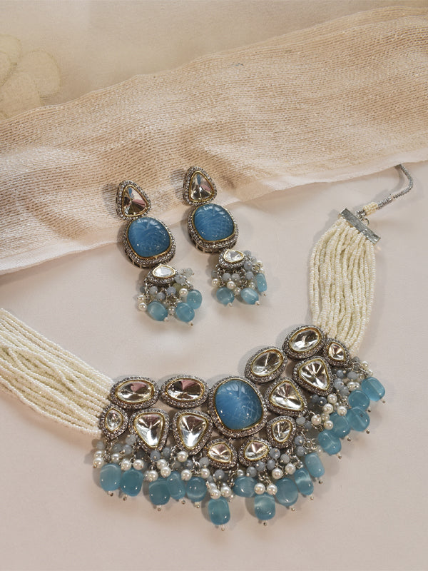 Blue Kundan Necklace Set