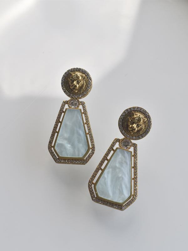 Golden Polish Earrings | Blue Stone Earrings