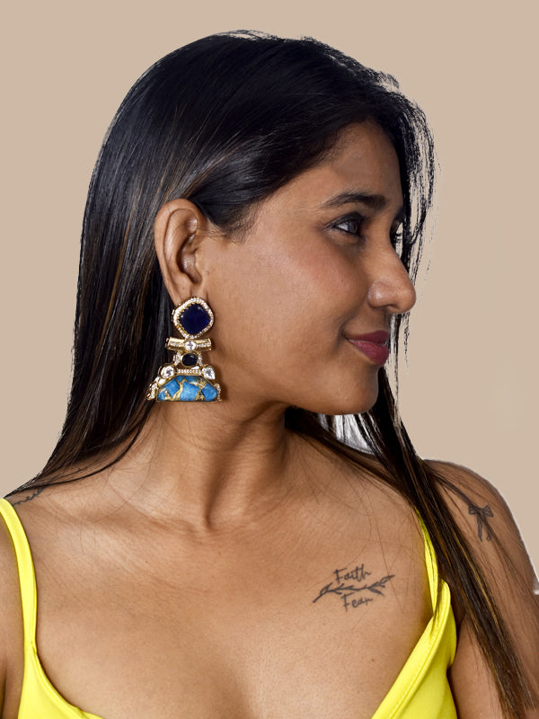  Blue Gemstones | Ornate Blue Earrings