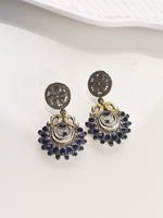 Load image into Gallery viewer, Pair of ornate earrings with blue stones 
