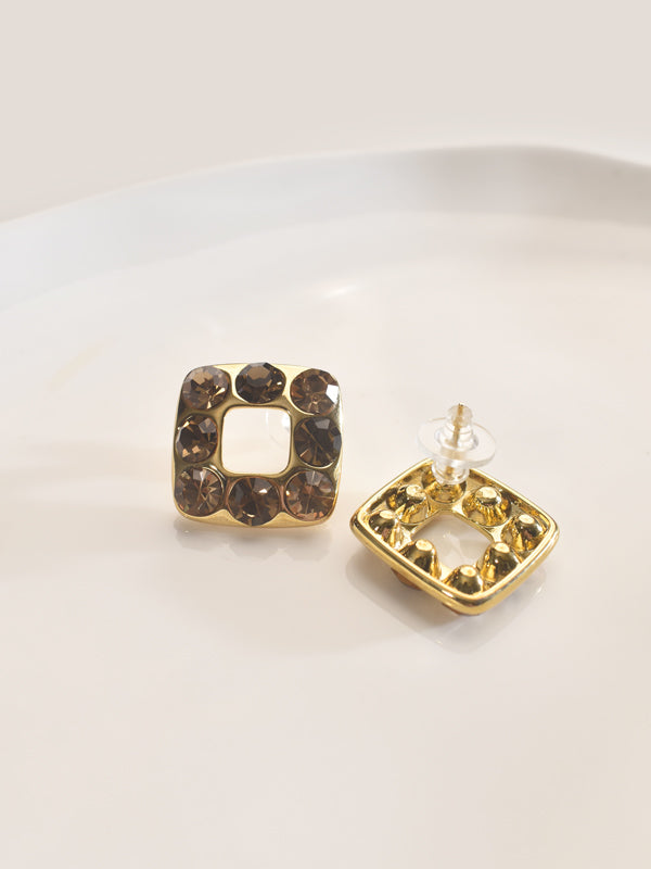 Brown Square-Shaped Earrings