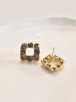 Load image into Gallery viewer, Brown Square-Shaped Earrings
