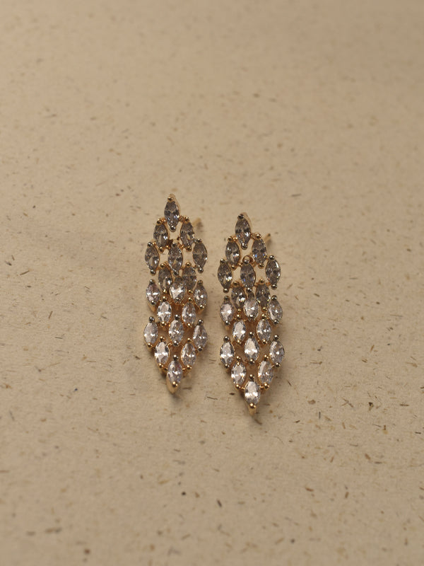  Cascading Marquise Wave Golden AD Earring