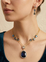 Load image into Gallery viewer, Celestial Blue Raw-Cut Agate Statement Drop Necklace
