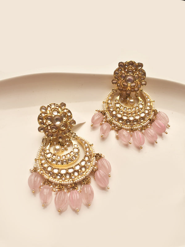 Golden Chandbali | Beads Earring