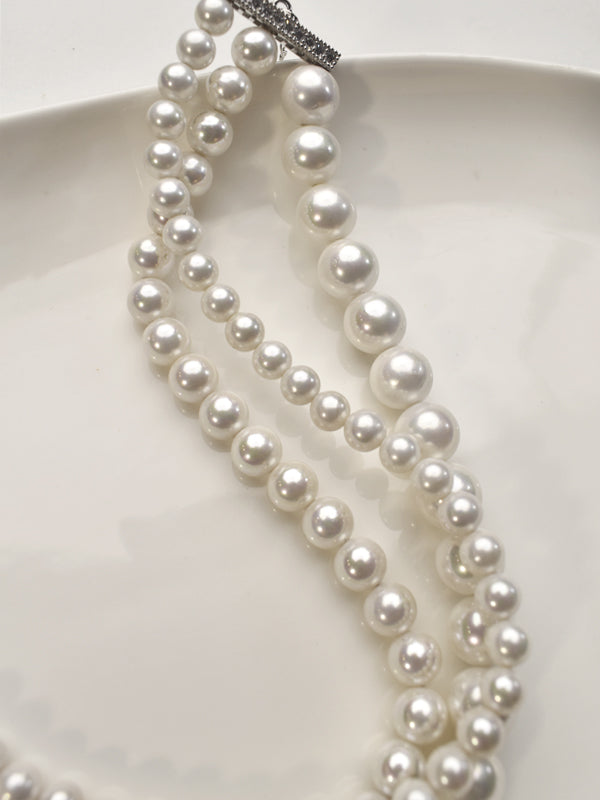 Classic pearl choker set | 3 layered white pearl necklace sat