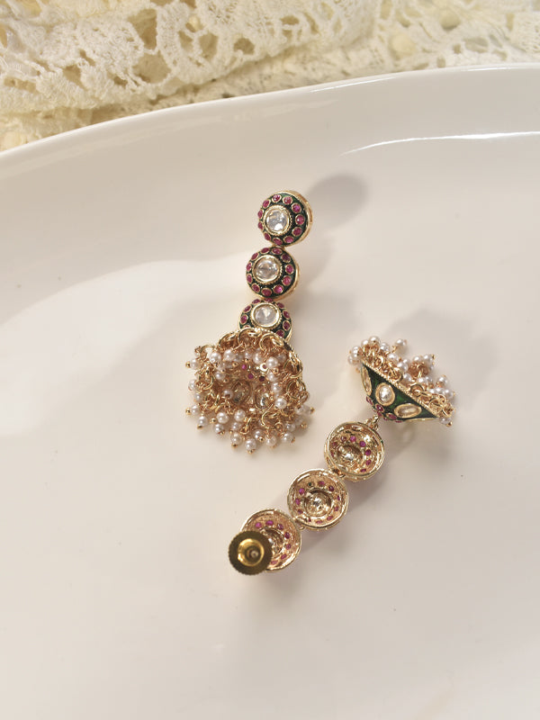 Classic Pearl & Ruby Dangle Earrings 