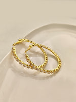 Load image into Gallery viewer, Classic Single-Row Crystal Gold Hoop Earrings 
