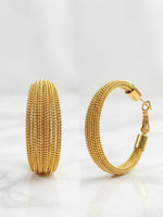 Load image into Gallery viewer, Classic Textured Multi-Layer Golden Hoop 

