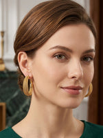 Load image into Gallery viewer, Classic Textured Multi-Layer Golden Hoop | Golden Hoop Earrings for Women
