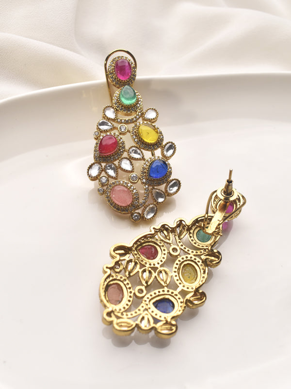 Colorful earrings with gemstones 