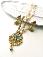 Load image into Gallery viewer, Golden Necklace with Colorful Stones | Traditional Necklace Set
