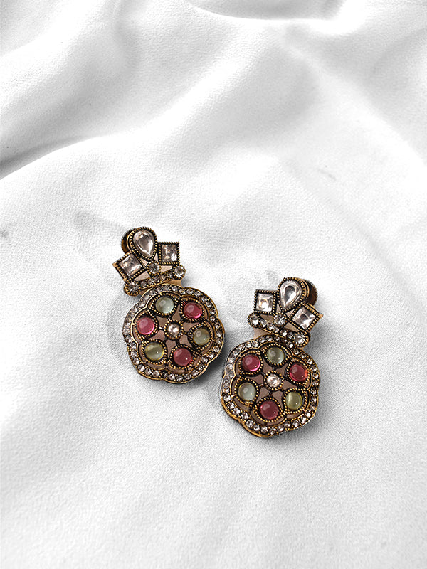 Beautiful Kundan Necklace set | Green and Red Stone Kundan Necklace set