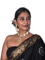 Load image into Gallery viewer, Kundan Necklace with Beaded | Elegant Choker with a Large White Gemstone Pendant
