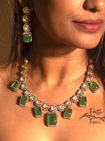 Load image into Gallery viewer, Stylish Kundan Necklace set | Kundan Necklace set with Green Stone
