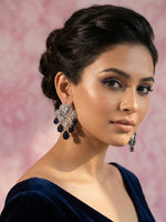 Load image into Gallery viewer, Dangling Blue Teardrop-Shaped Stones Earring | Party Wear AD Earrings
