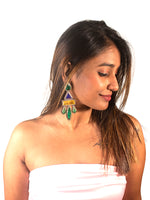 Load image into Gallery viewer, Decorative Earrings with Green, Blue, and Yellow Stones 
