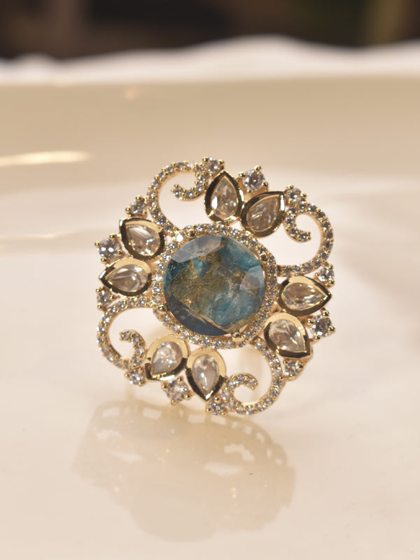 Decorative Ring with a Blue Gemstone 