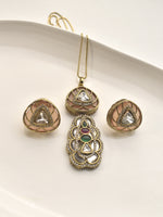 Load image into Gallery viewer, Delicate Pendant Set with a Kundan | Stylish Kundan Pendant Set
