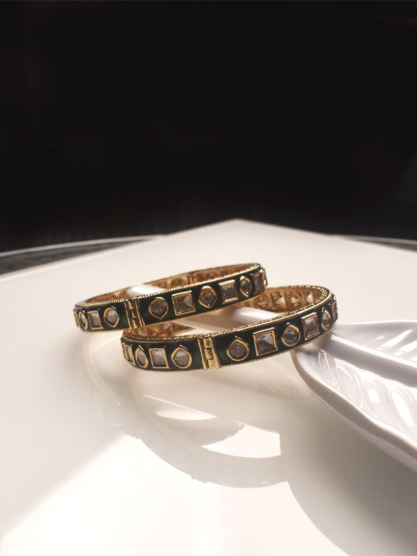 Designer Kundan Bangles | Golden Polish Beautiful Bangles