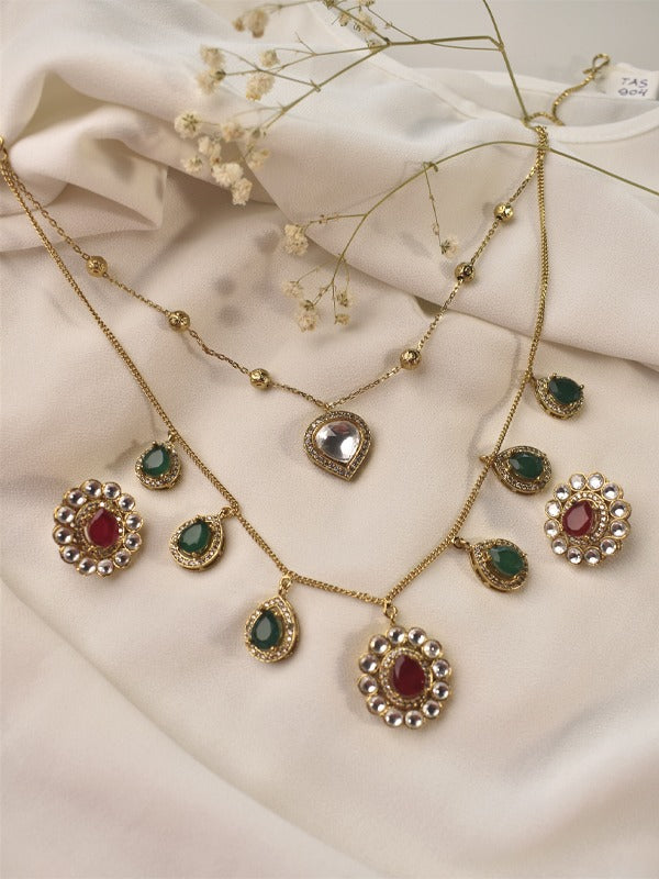 Double Layer Necklace Set | Kundan Necklace