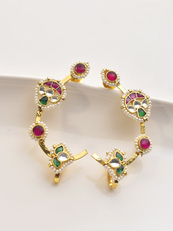 Earring with Red and Green Gemstones 