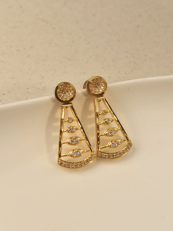 Earring with Triangular Design and Embedded Stones