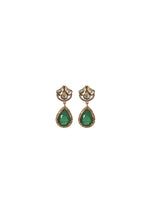 Load image into Gallery viewer, Earrings with green teardrop stones 
