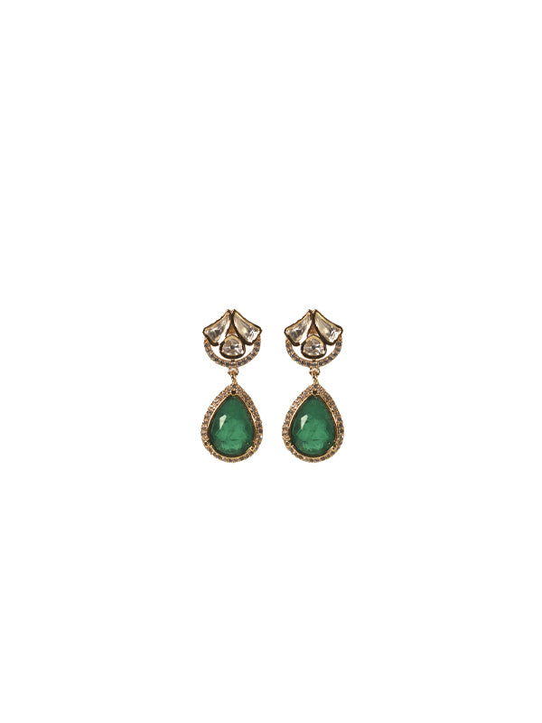 Earrings with green teardrop stones 