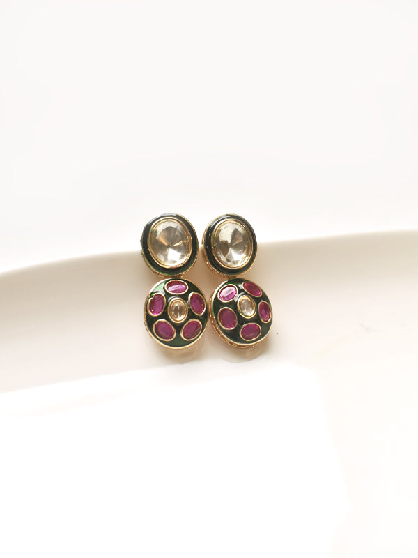  Earrings with pink and golden design 