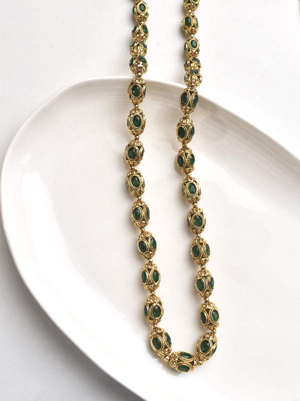 Elegant Ethnic Green Stone Mala