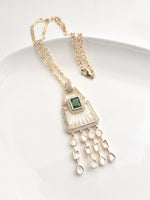 Load image into Gallery viewer, Elegant Necklace with a Green Gemstone and Crystal Pendants 
