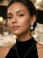 Load image into Gallery viewer, Elegant Silver Teardrop Dangle Earrings
