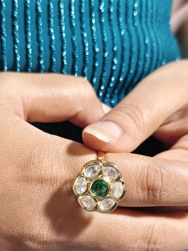 Green Ring | Kundan Finger Ring