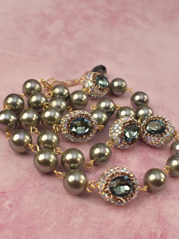 Fashion Necklace with Crystal-Embellished Beads