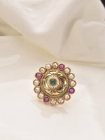 Load image into Gallery viewer, Finger Ring with Green and Pink Stones 
