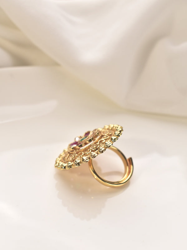 Gold ring with intricate design 