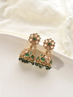 Load image into Gallery viewer, Floral Design Golden Kundan Jhumka
