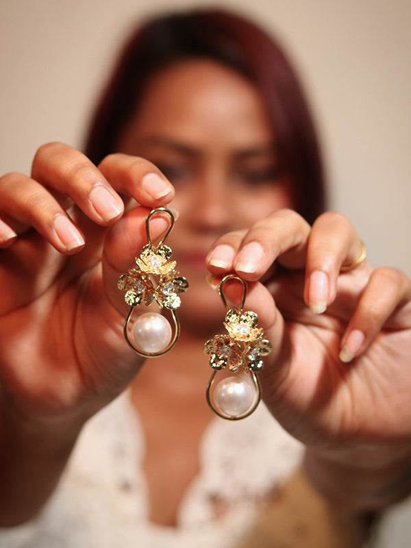 Flower Design Golden Earring