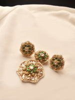 Load image into Gallery viewer, Flower Design Green Pendant Set | Kundan Pendant With Beaded
