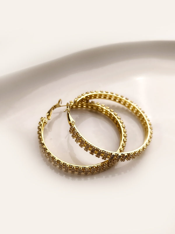 Glow Style Multi-Row Sparkling Gold Hoops
