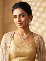 Load image into Gallery viewer, Gold-toned Floral Designed Jewellery set | Beautiful AD Choker Set
