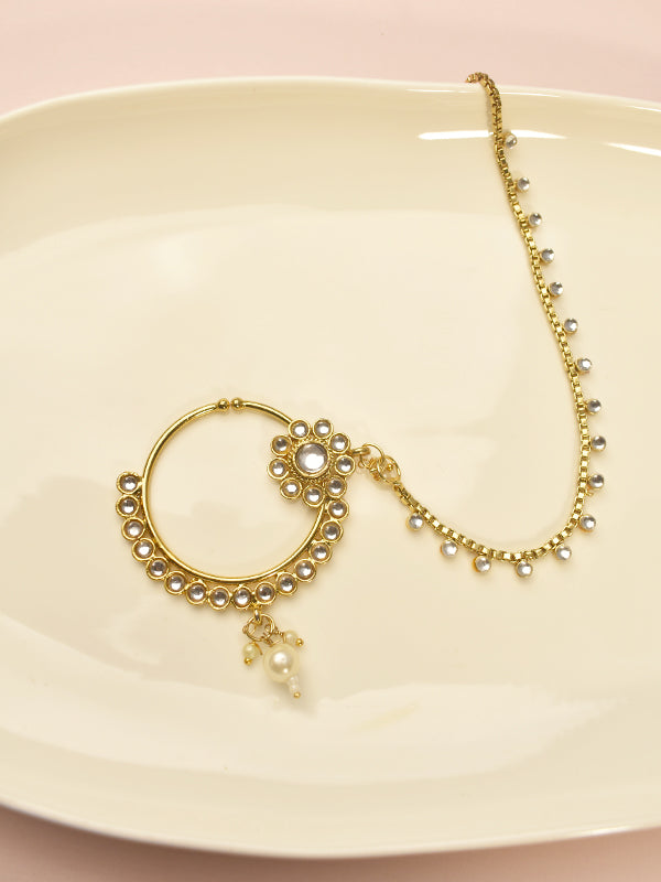 Gold toned traditional indian nose jewelry